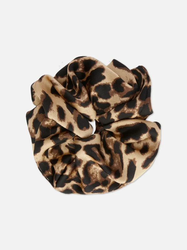 Primark Jumbo Leopard Print Scrunchie Brown Store