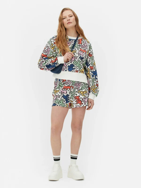 Primark Keith Haring Printed Sweatshirt White Discount