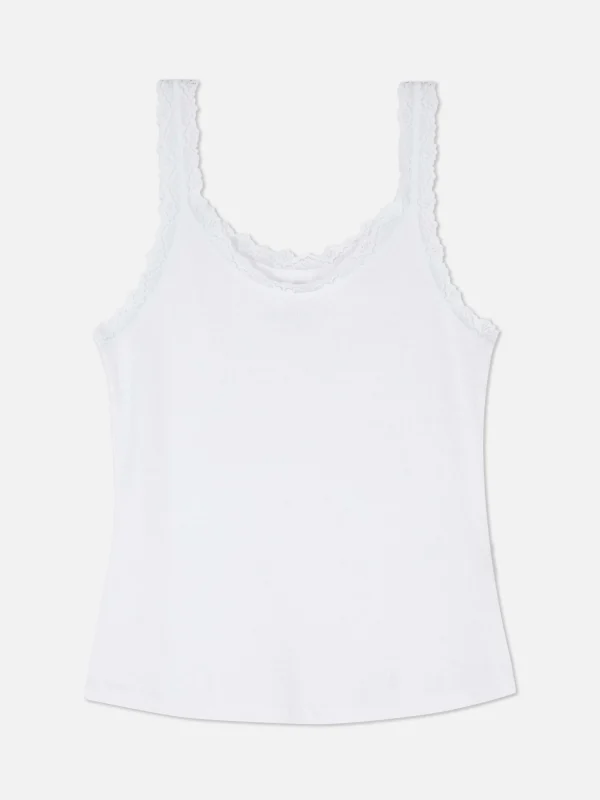 Primark Lace Trim Sleepwear Tank White Outlet