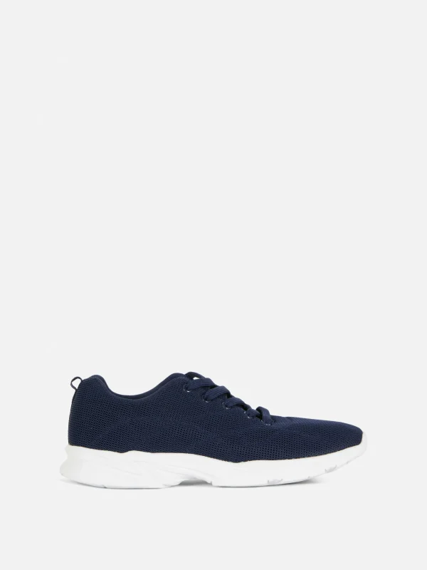 Primark Lace Up Fabric Sneakers Navy Cheap