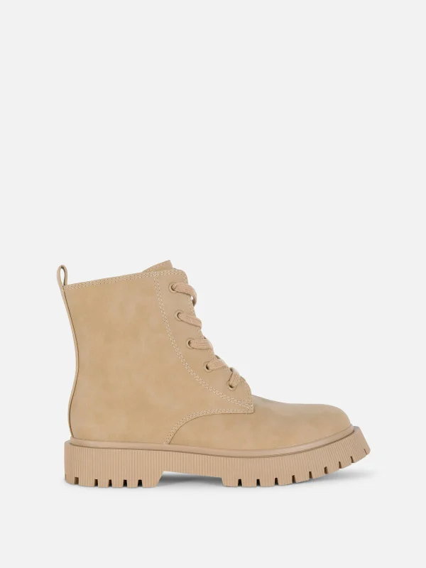 Primark Lace-Up Faux Suede Boots Sand Online