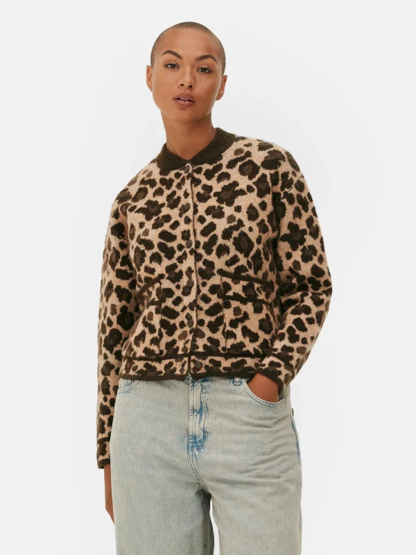 Primark Leopard Bomber Cardigan Multi Discount