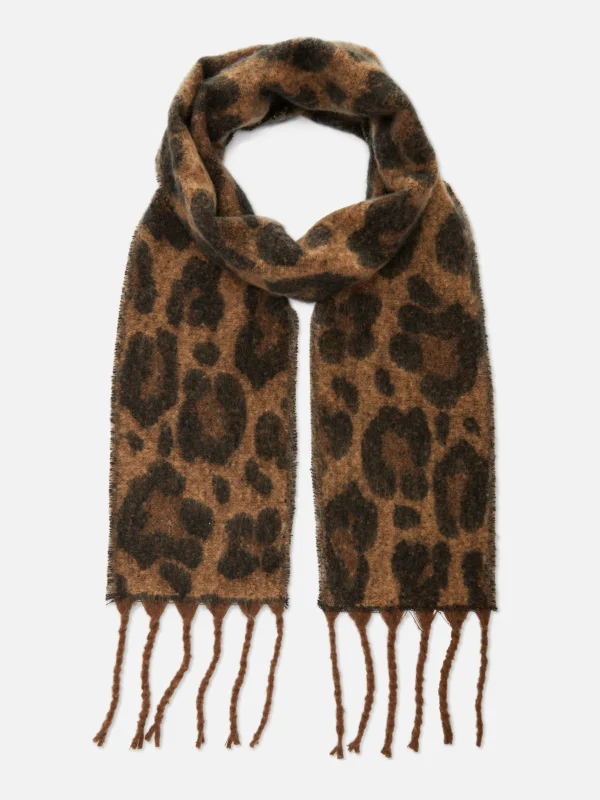 Primark Leopard Brushed Skinny Scarf Brown Cheap