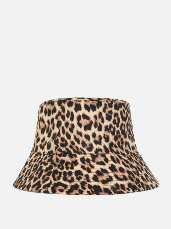 Primark Leopard Bucket Hat Brown Cheap