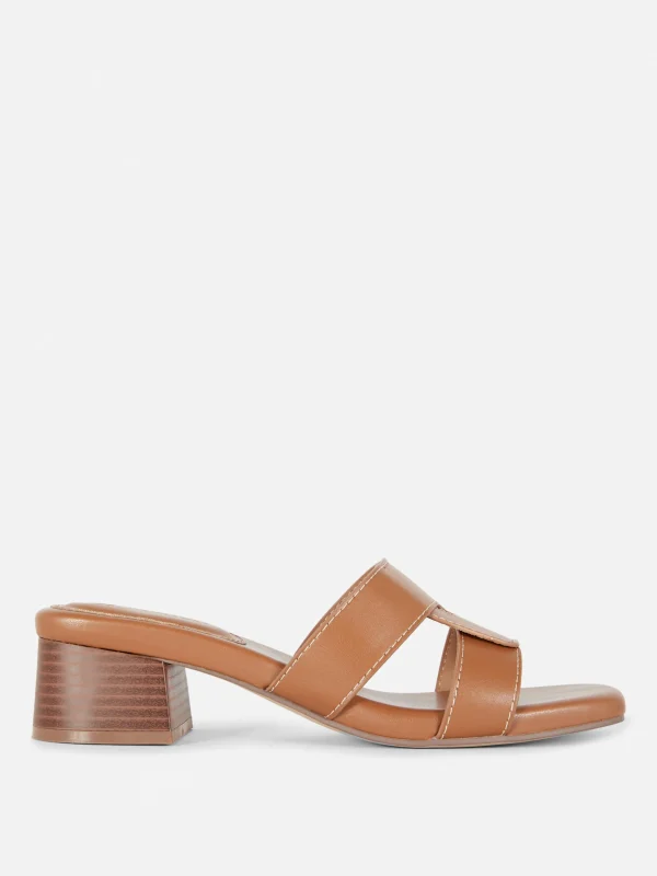 Primark Link Strap Heeled Mules Tan Best Sale