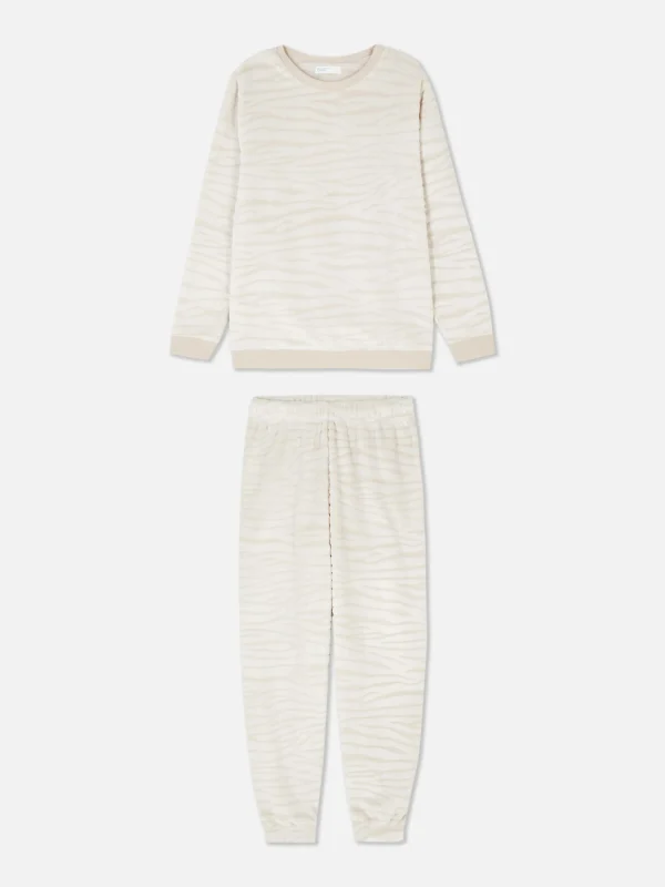 Primark Long Sleeve Fleece Pajamas Stone Shop