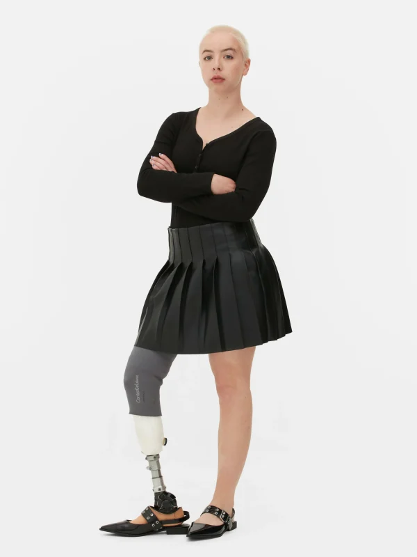 Primark Long Sleeve Henley Bodysuit Black Outlet