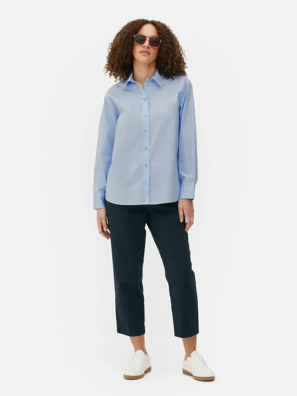 Primark Long Sleeve Poplin Shirt Blue Fashion