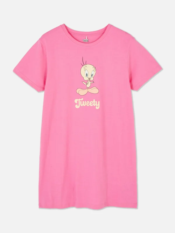 Primark Looney Tunes Tweety Pie Sleep Tee Pink Hot