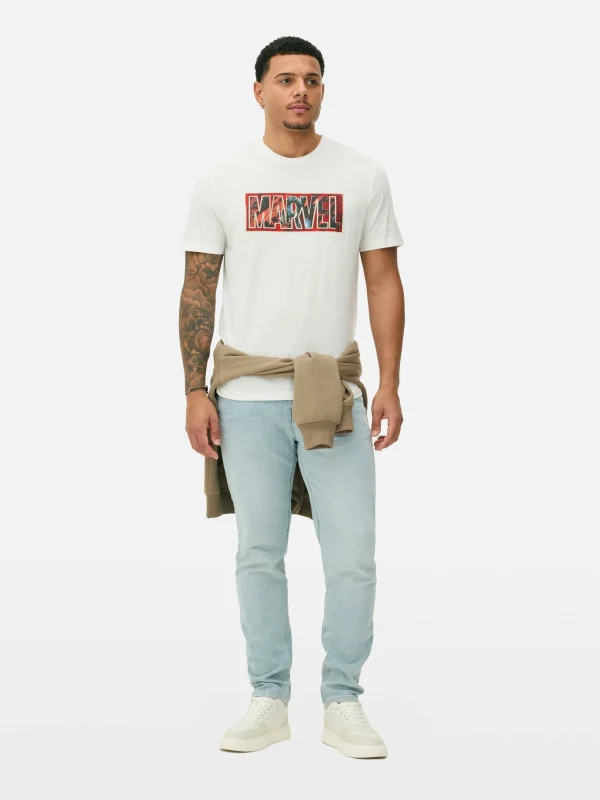 Primark MARVEL Logo Graphic T-Shirt Ivory Online