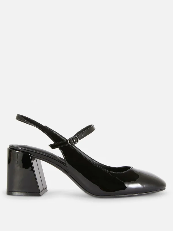 Primark Mary Jane Slingback Court Heels Black Best Sale