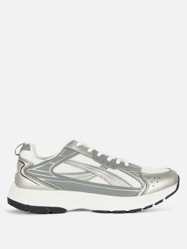 Primark Mesh Panel Sports Sneakers Gray Flash Sale