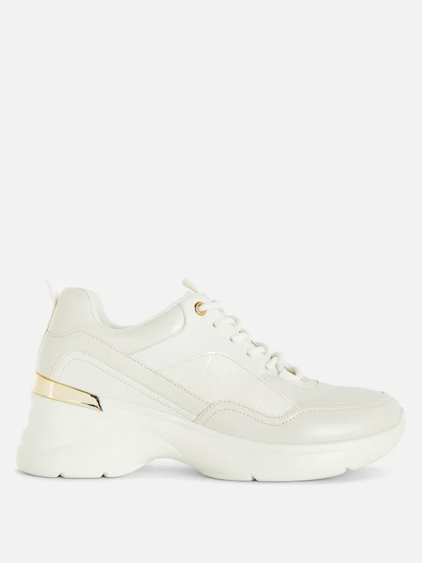 Primark Metal Trim Wedge Sneakers White Cheap