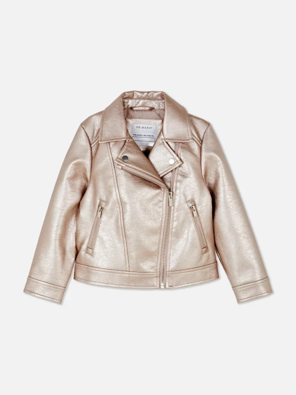 Primark Metallic Biker Jacket Pink Shop