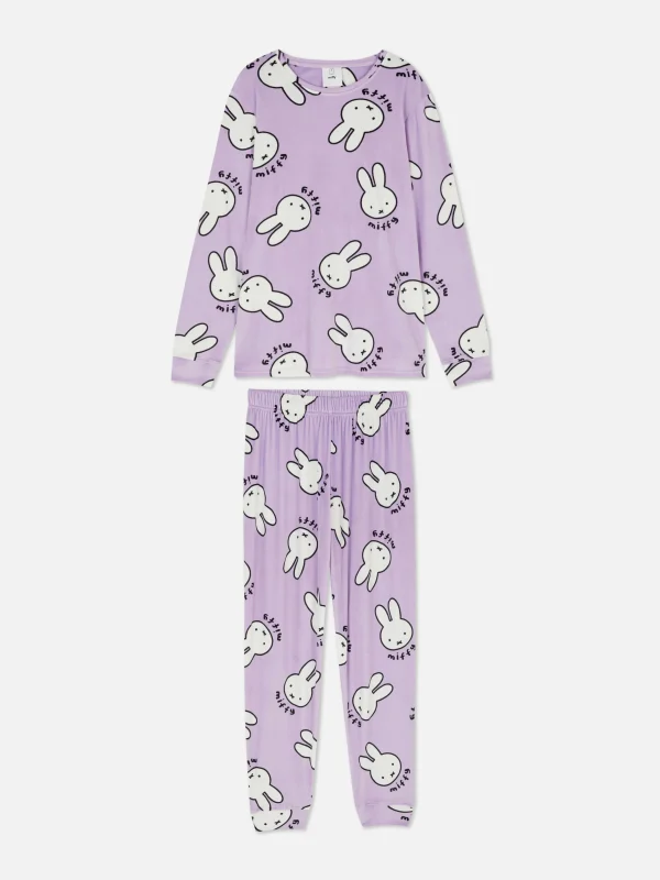 Primark Miffy Long Sleeve Fleece Pajamas Lilac Outlet