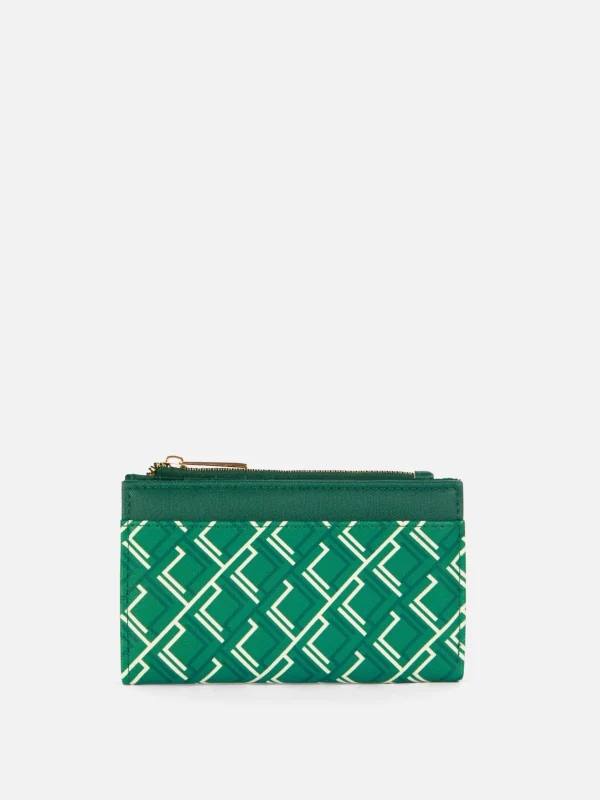 Primark Monogram Zip Purse Green New