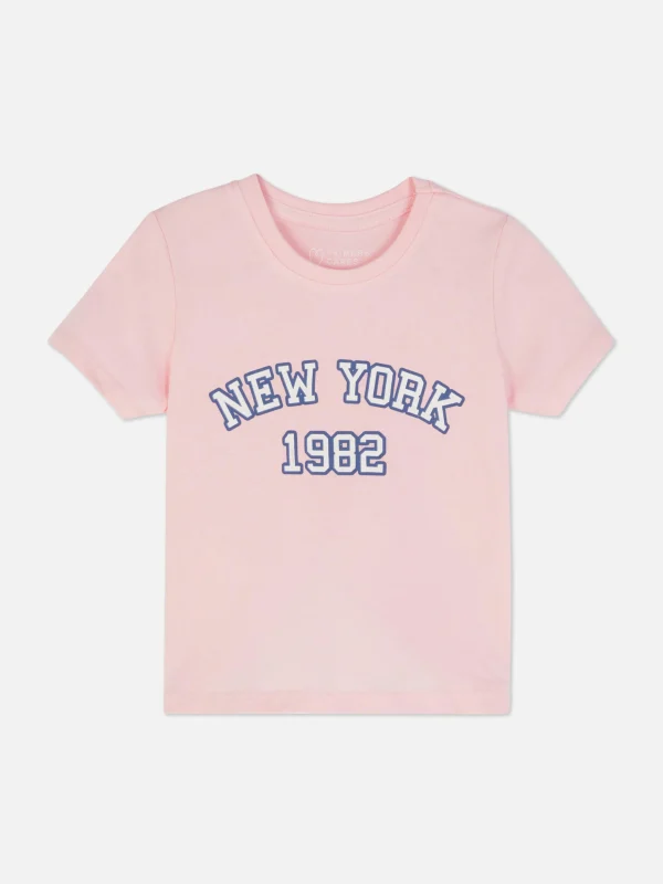 Primark New York Graphic T-Shirt Light Pink Clearance