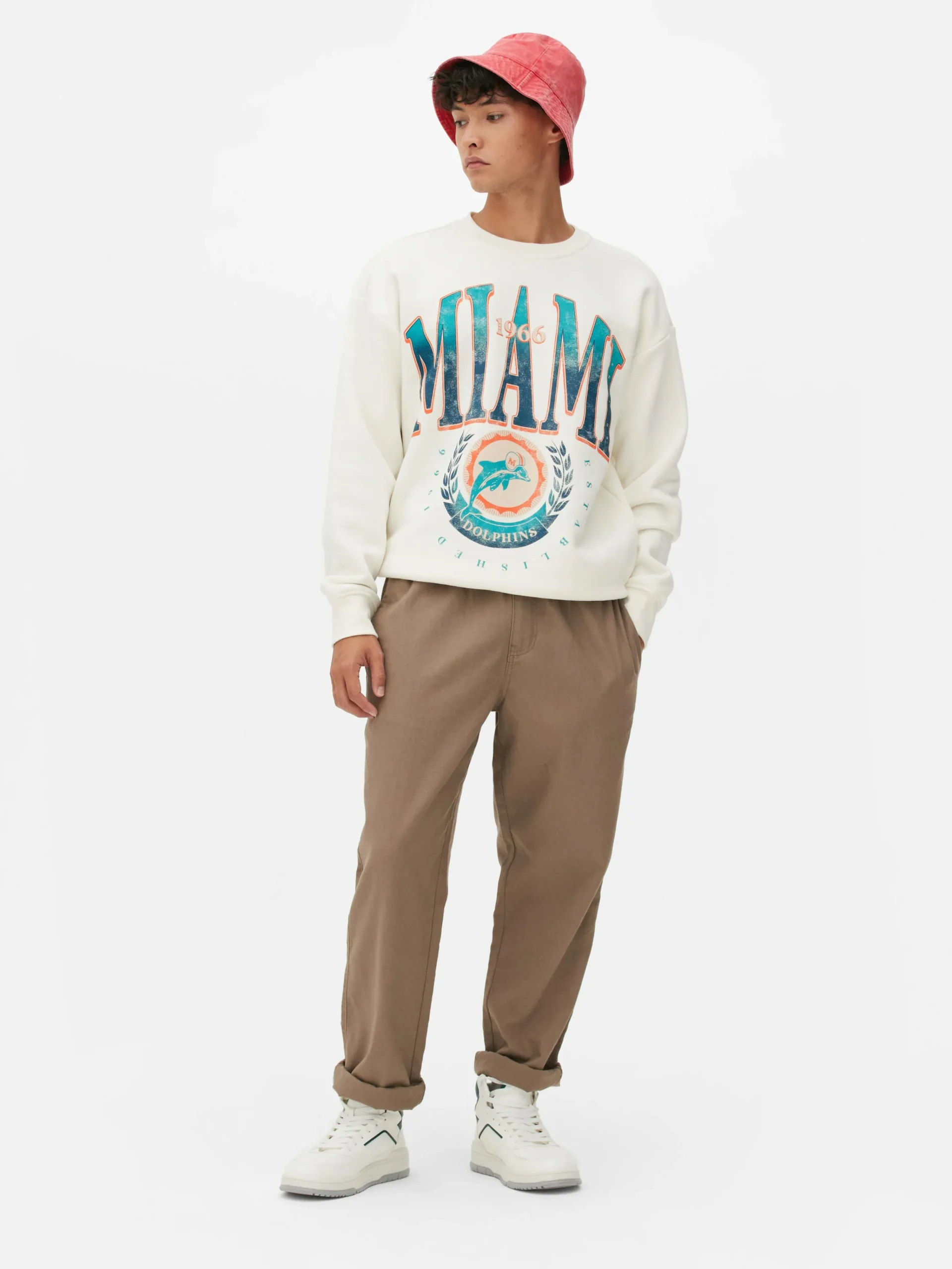 Primark NFL Miami Dolphins Graphic Sweatshirt Ivory Online