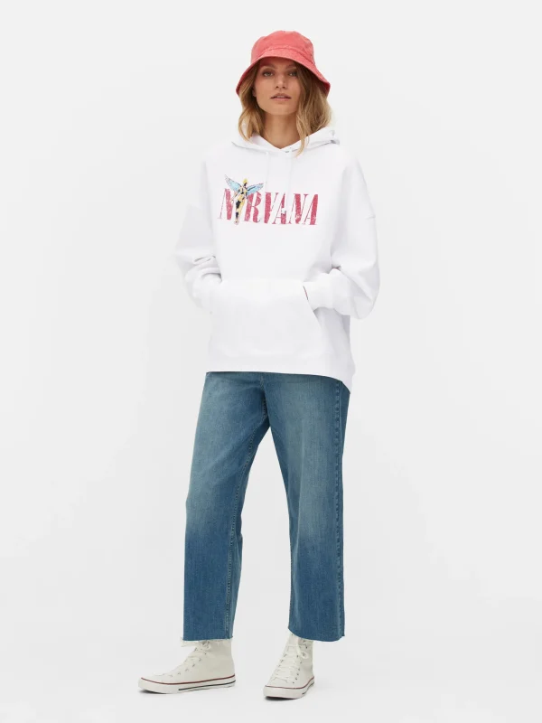 Primark Nirvana Graphic Hoodie Ivory Discount