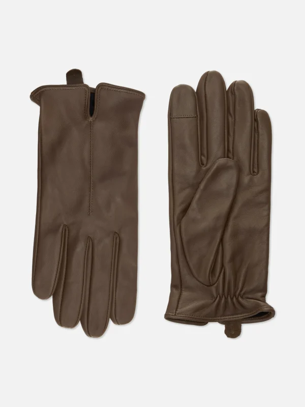 Primark Notched Wrist Leather Gloves Brown Best