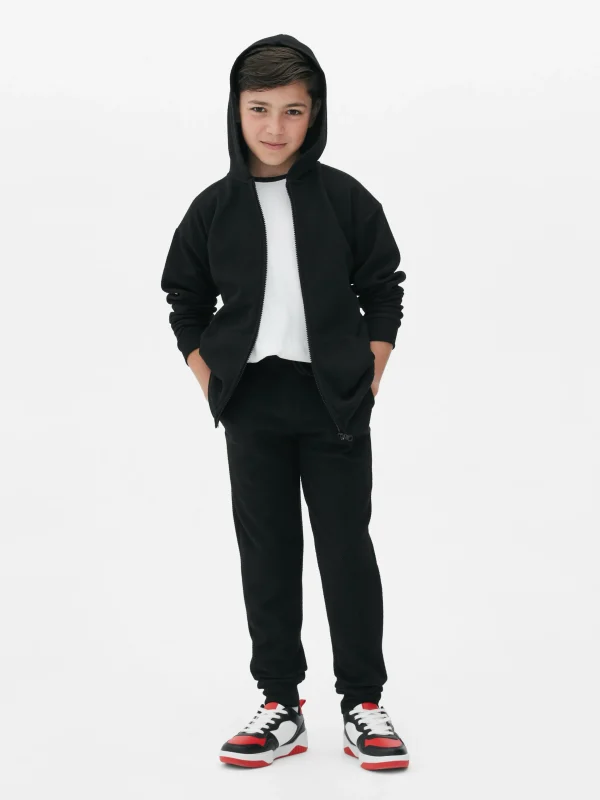 Primark Older Boy Textured Zip Hoodie Black Clearance