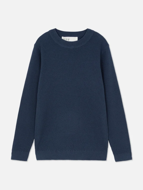 Primark Older Boy Waffle Knit Pullover Navy Shop