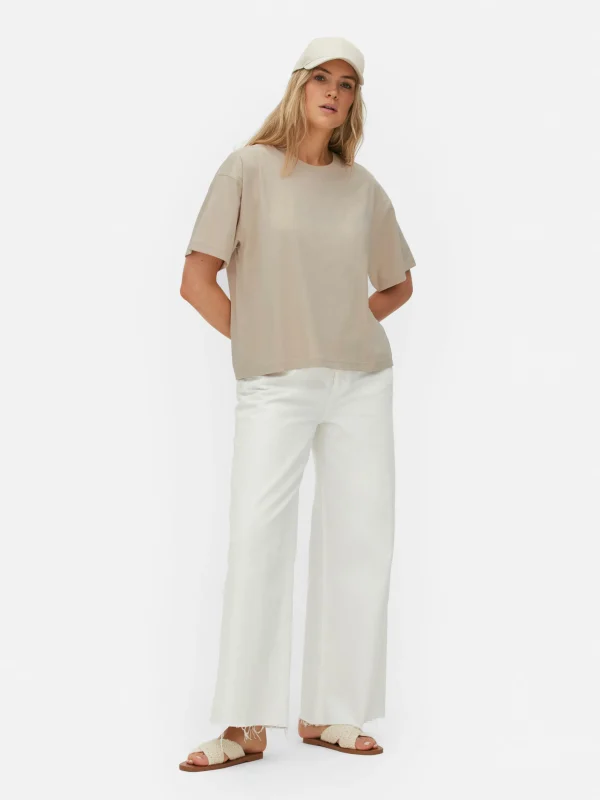 Primark Oversized Boxy T-Shirt Stone Outlet