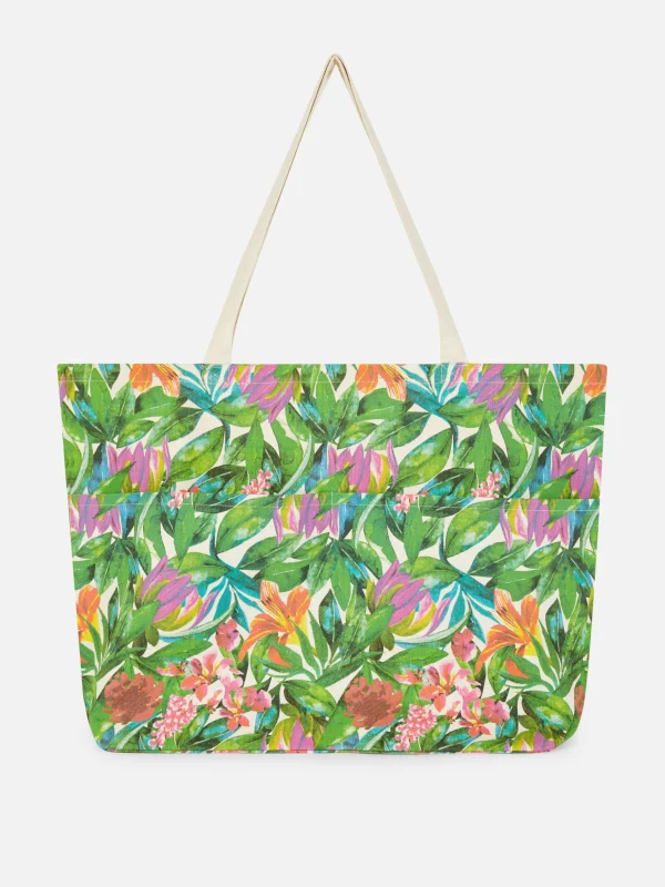 Primark Oversized Floral Shopper Green Best Sale