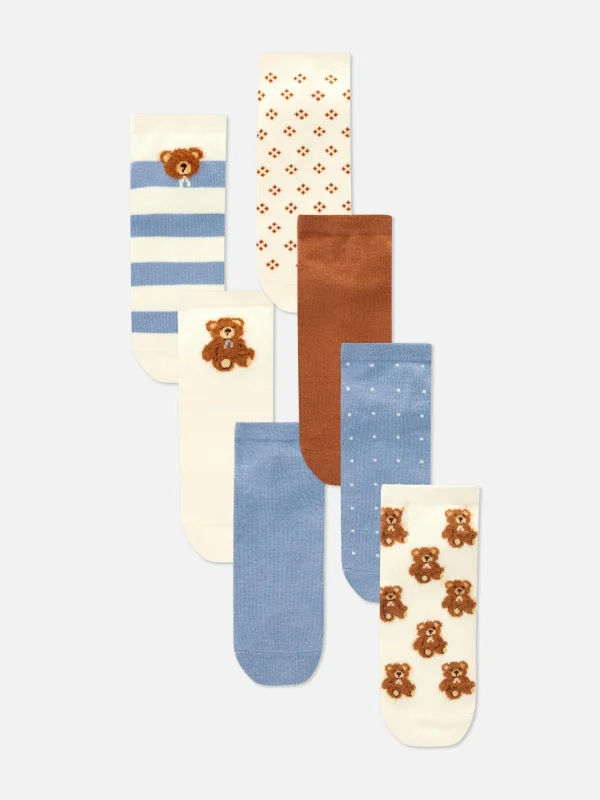 Primark 7-Pack Bear Crew Socks Blue Store
