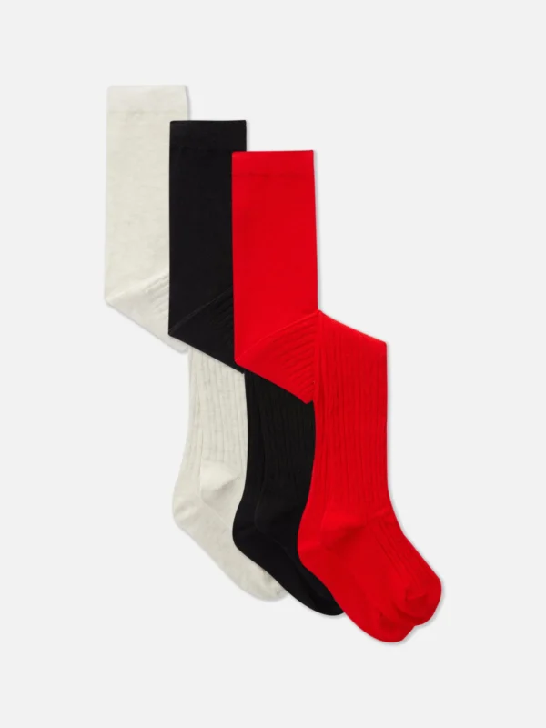Primark 3-Pack Cable Knit Tights Red Best Sale