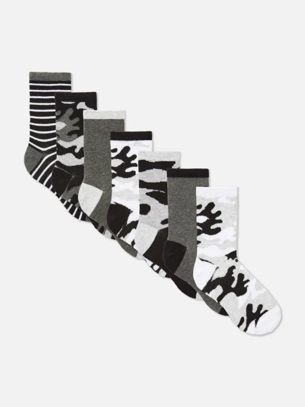 Primark 7-Pack Camo Socks Multi Cheap