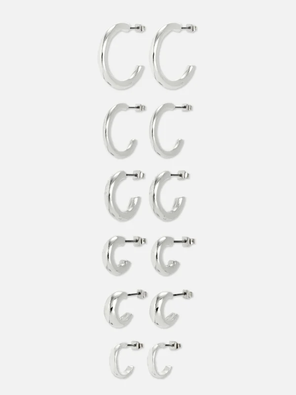 Primark 6-Pack Chunky Hoop Earrings White Fashion
