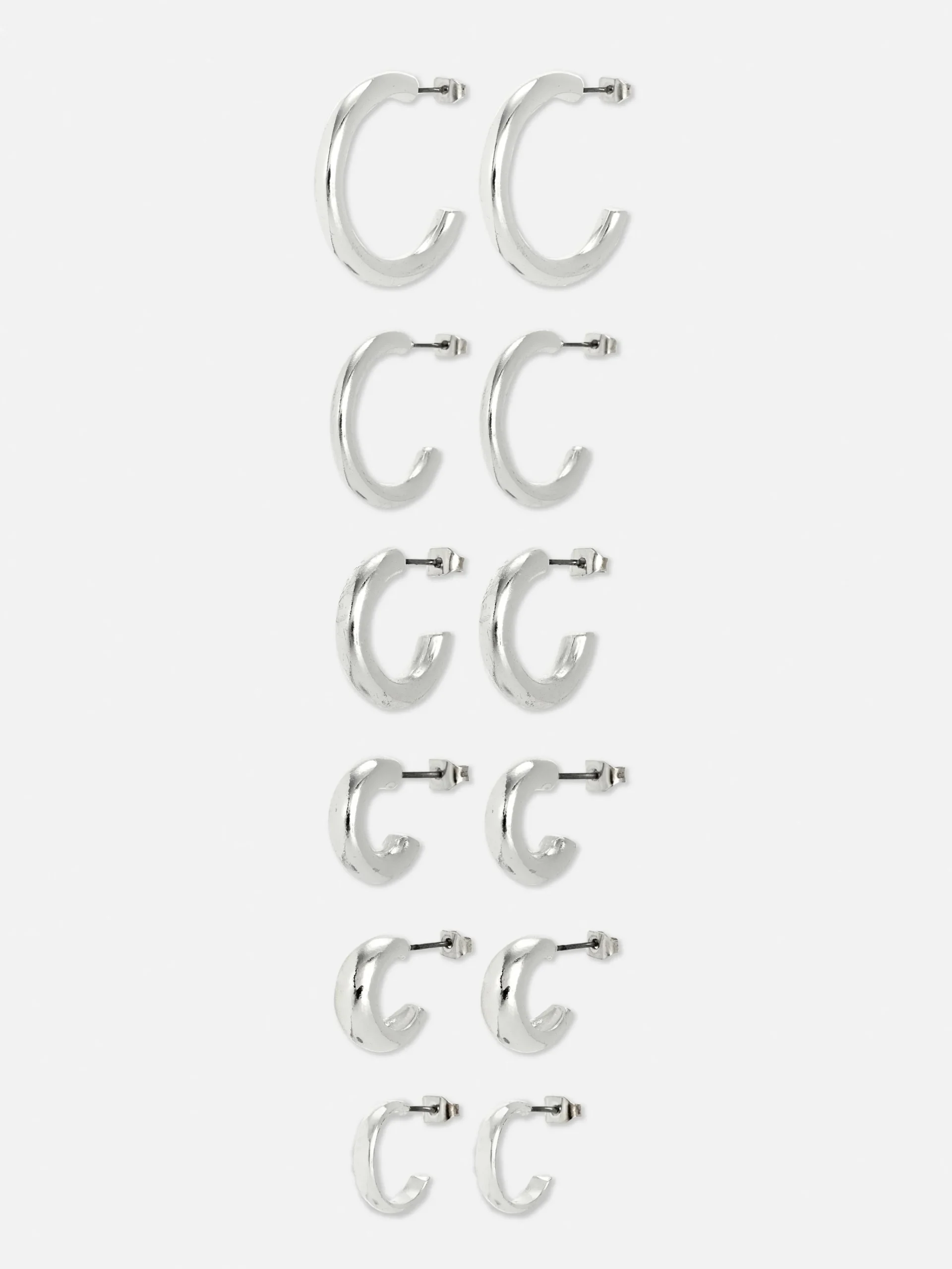 Primark 6-Pack Chunky Hoop Earrings White Fashion