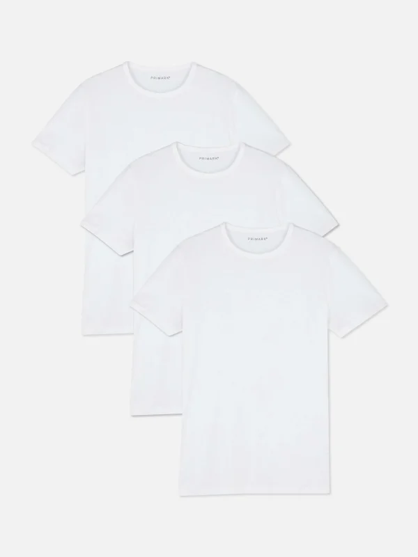 Primark 3-Pack Crew Neck Cotton T-shirts White Best