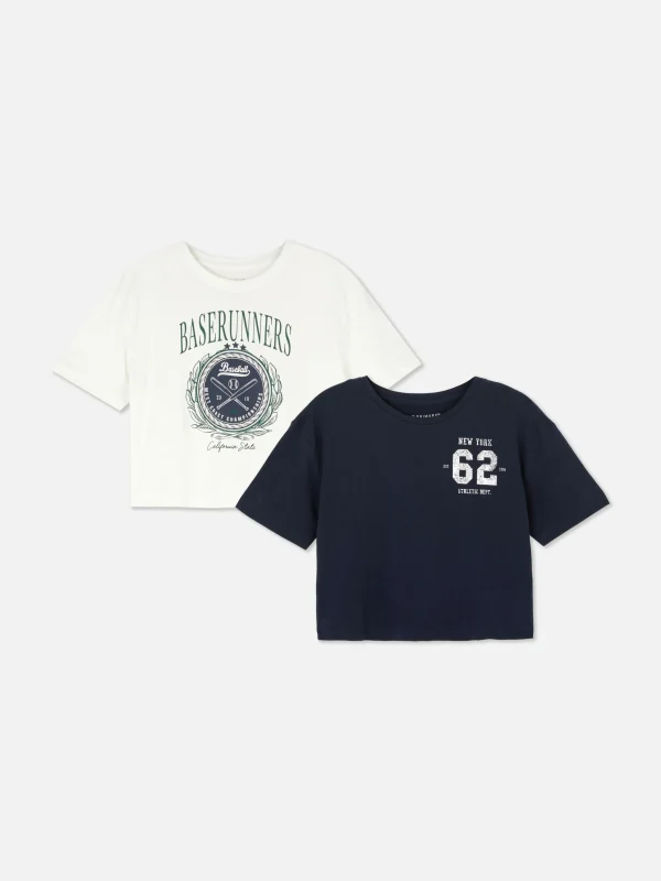 Primark 2-Pack Cropped T-shirts Multi Hot