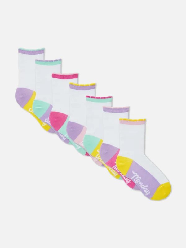 Primark 7-Pack Days Of The Week Ankle Socks White Discount