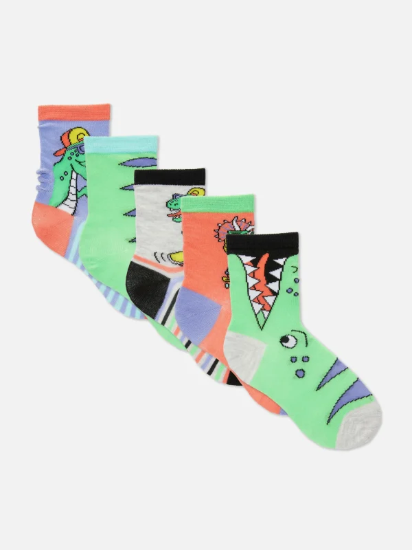 Primark 5-Pack Dinosaur Ankle Socks Multi Best