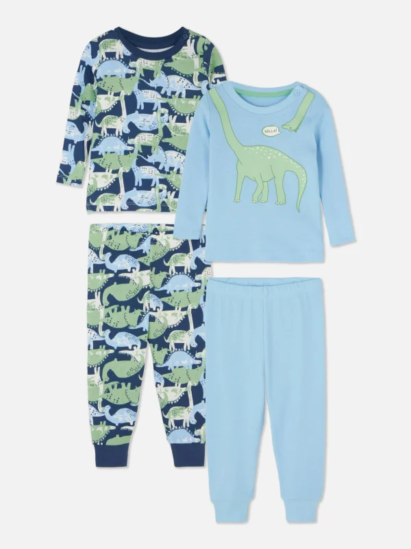 Primark 2-Pack Dinosaur Graphic Pajamas Blue New