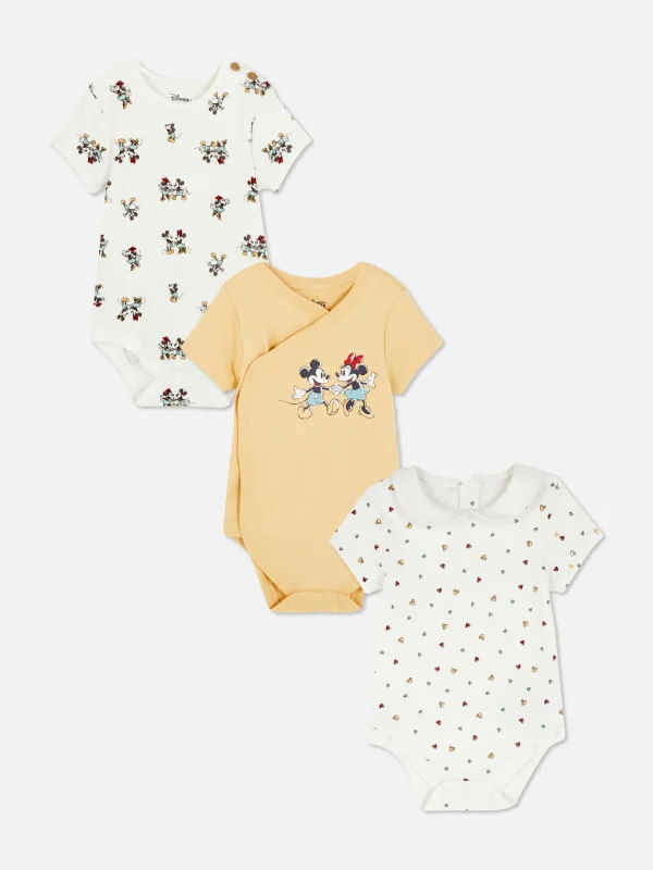 Primark 3-Pack Disney’s Mickey And Minnie Mouse Bodysuits Ivory Clearance