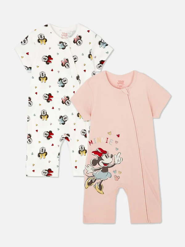 Primark 2-Pack Disney’s Minnie Mouse Zip Rompers Pink Clearance