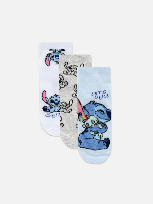 Primark 3-Pack Disney’s Stitch Sneaker Socks Blue Flash Sale