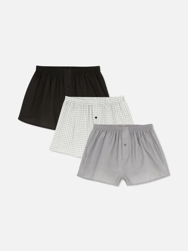 Primark 3-Pack Essential Checked Boxers Black Online