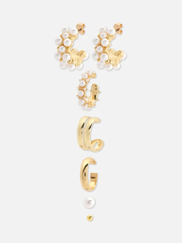 Primark 6-Pack Faux Pearl Earrings Yellow Clearance