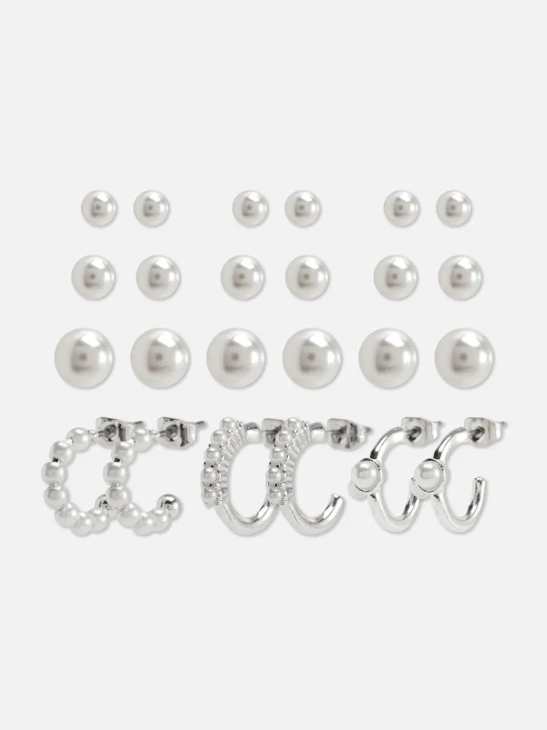 Primark 12-Pack Faux Pearl Stud Earrings White Cheap