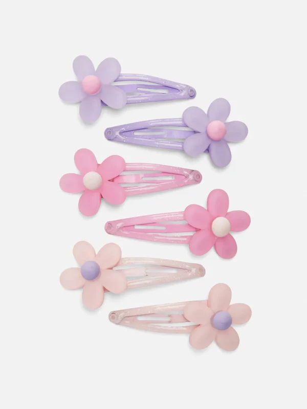 Primark 6-Pack Flower Snap Hair Clips Pink Discount