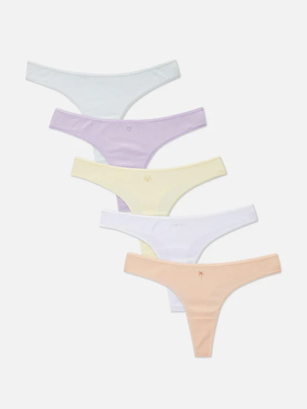 Primark 5-Pack Graphic Thongs Multi Discount