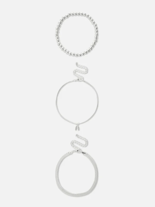 Primark 3-Pack Initial Infinity Anklets White Shop