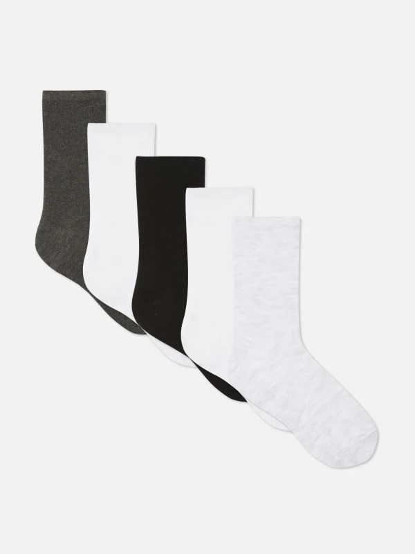 Primark 5-Pack Knit Crew Socks Gray New