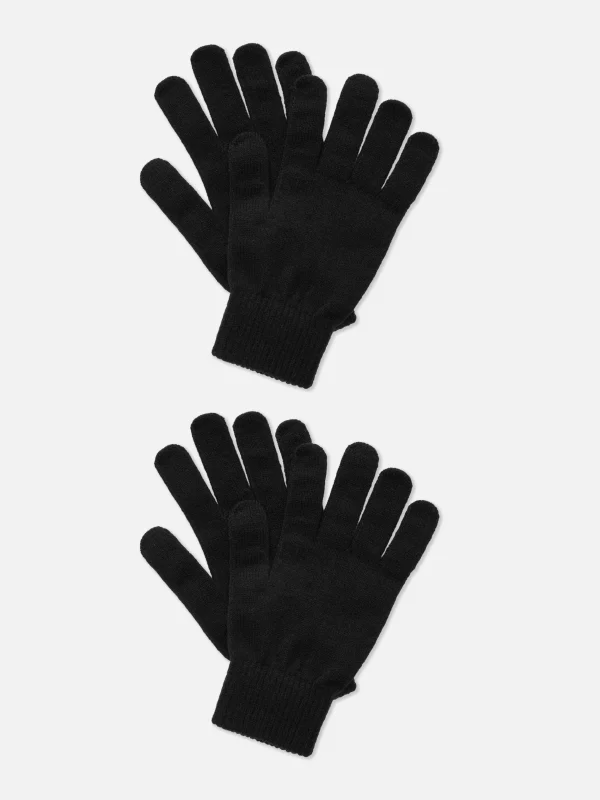 Primark 2-Pack Knit Gloves Black Outlet