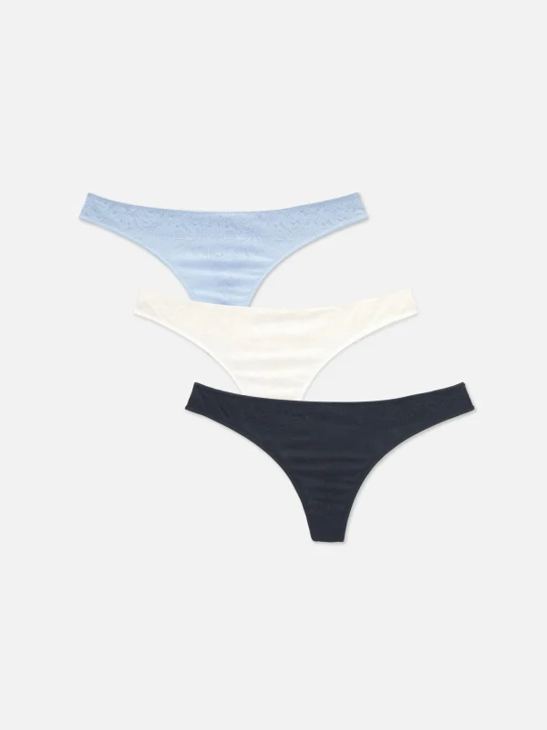 Primark 3-Pack Lace Thongs Navy Hot